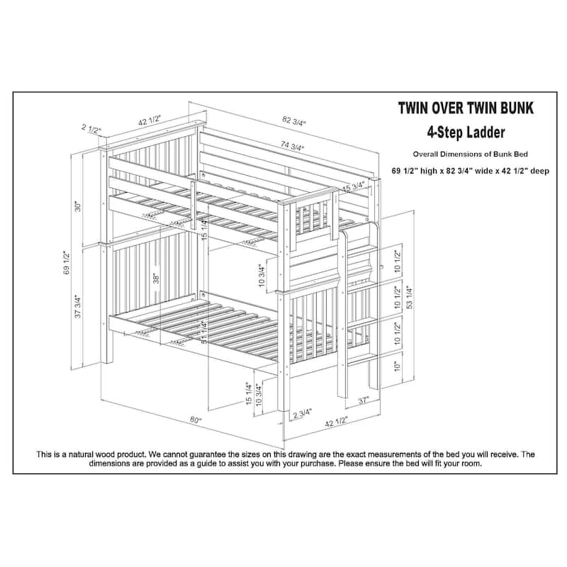 Taylor & Olive Trillium Tall Twin over Twin Bunk Bed, Twin Trundle