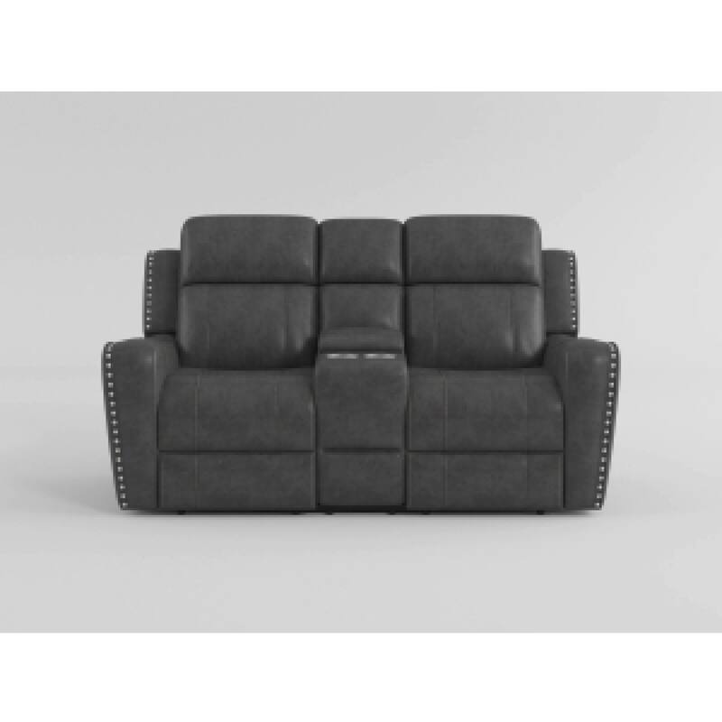 Gimo Dual Manual Recliner Loveseat, Dark Gray Microfiber, 72 Inch