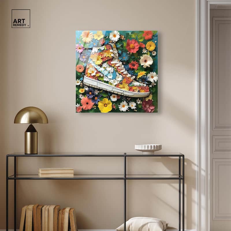 Painted in Floral Sneaker Acrylic by Art Remedy, Ready to Hang