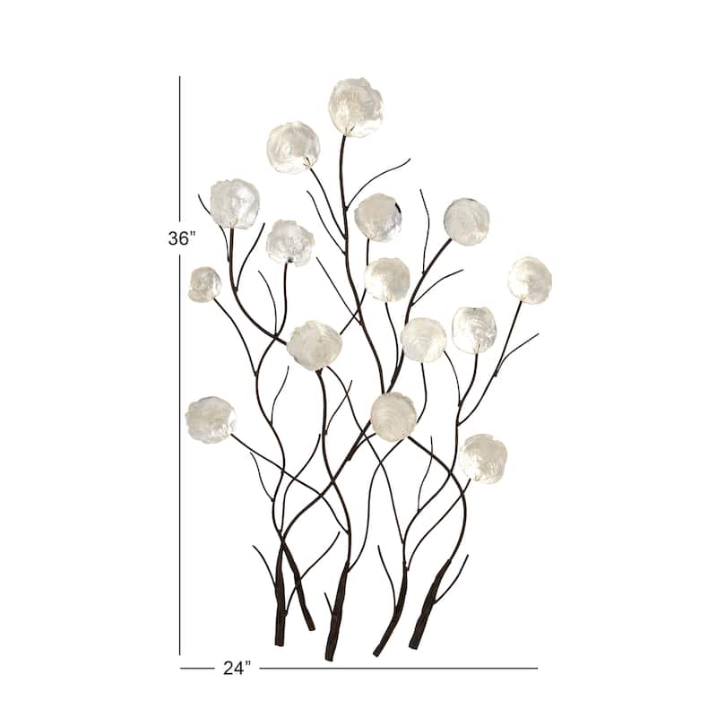 White Capiz Shell Floral Home Wall Decor with Capiz Accents