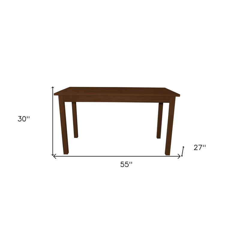 HomeRoots 60" Raw Umber Solid Wood Dining Table - 60.00 in. x 30.00 in. x 27.00 in.