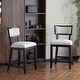 preview thumbnail 1 of 15, Set of 2 High Barstool with Back Upholstered Dining Chair, Wooden Frame Bar Chair for Home Bar, Kitchen Counter, Beige+Black Beige+Black
