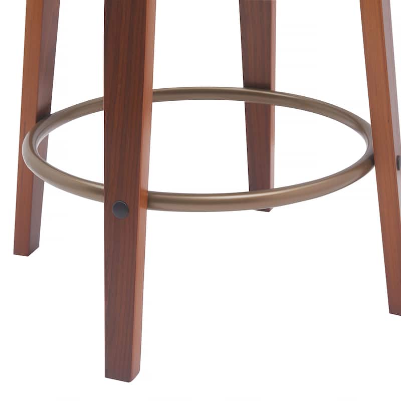 Topanga Modern Swivel Bar Stool, Upholstered Counter Height Chair with Bentwood Legs