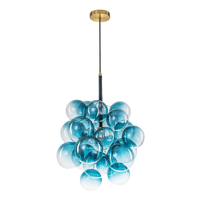 1-Light Modern Glam Sputnik Cluster Glass Globe Bubble Adjustable Height Chandelier for Dining Rooms