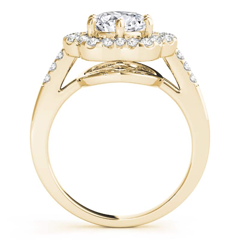 Auriya 14k Yellow Gold Lab Grown Round Diamond Halo Engagement Ring 0.50 to 5.00 ct. tw. (F-G VS)