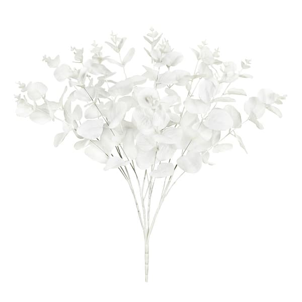 Set of 2 White Artificial Eucalyptus Leaf Stem Plant Greenery Foliage