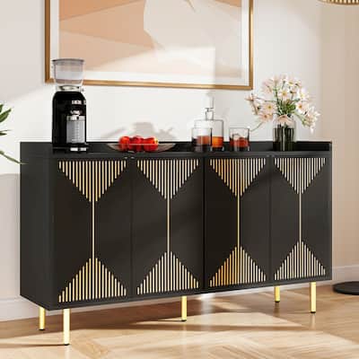 Moasis Modern 55" Sideboard Buffet Cabinet Carved Design