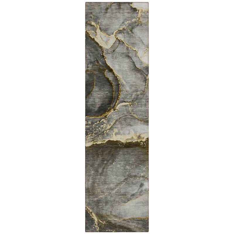 Machine Washable Indoor/ Outdoor Abstract Chantille Rug