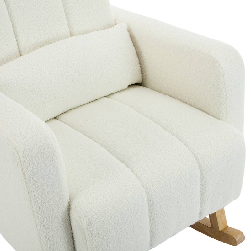 Teddy Velvet Rocking Chair with Pillow and Rubberwood Base