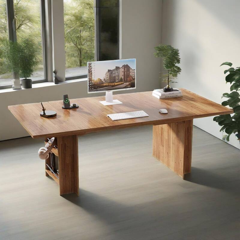 Natural Wood MDF 4-6 Seat Rectangular Office Desk for Home Kitchen or Office Use