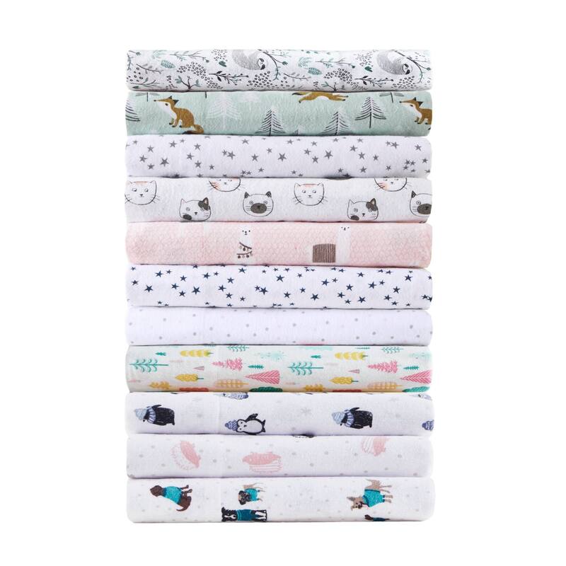 Intelligent Design Cozy Soft Cotton Flannel Printed Sheet Set