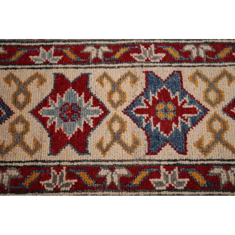 Hand Knotted Oriental 100% Wool Carpet Traditional Geometric Peach Kazak Area Rug - 10' 1'' X 8' 5''
