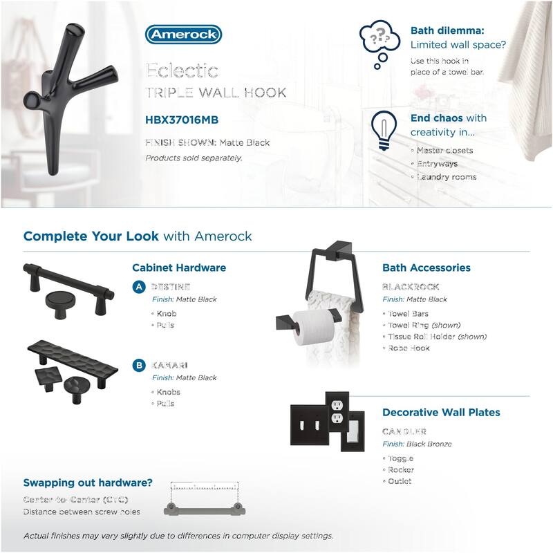 Amerock HBX37016 Kodiak Triple Robe Hook