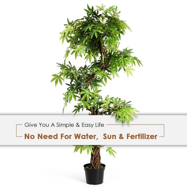 Shop Costway 5 Feet Artificial Keel Red Vine Bonsai Green Leaves Overstock 28753470