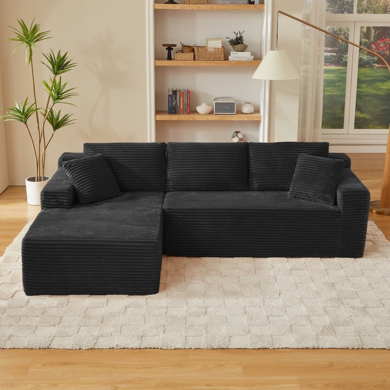 103.2" L-Shaped Corduroy Sectional Sofa, No Assembly Required
