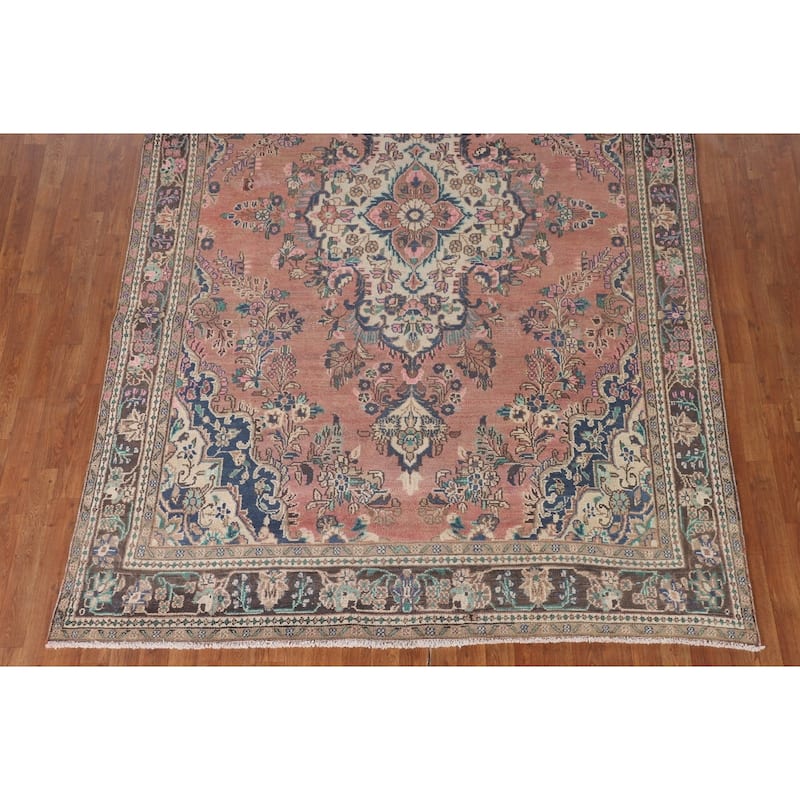 Hamedan Persian Vintage Rug Hand-Knotted Wool Carpet - 6'9"x 10'0"