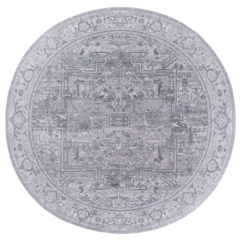 SAFAVIEH Tucson Esha Machine Washable & Slip Resistant Rug - Grey/Light Grey - 6' Round