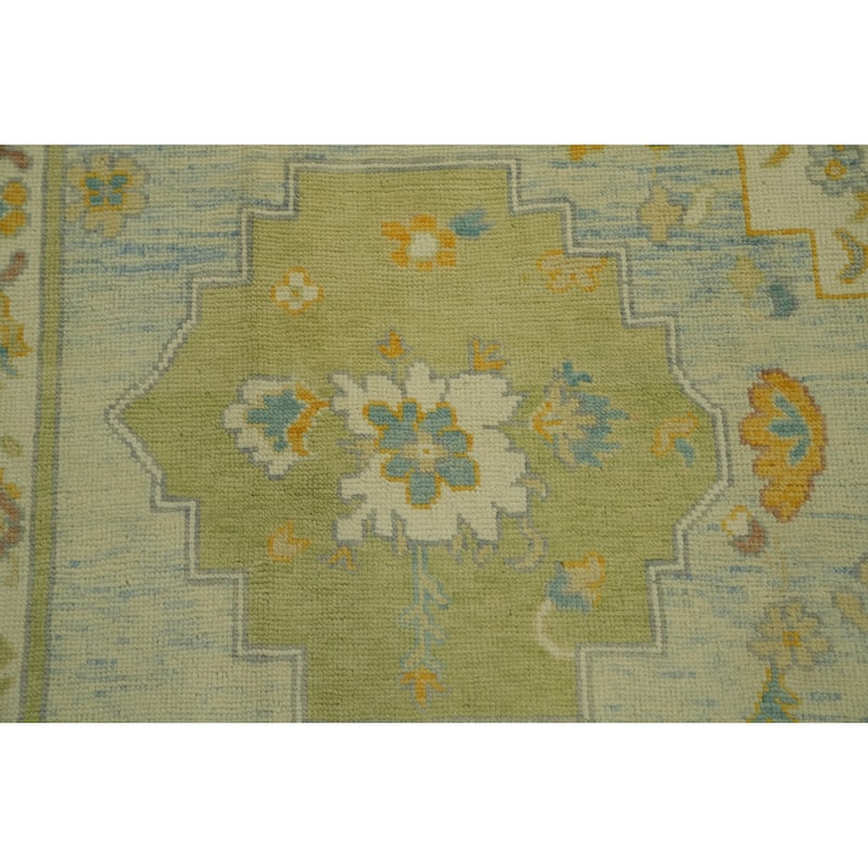 Handmade Wool Oushak Turkish Area Rug, Medallion Geometric Carpet - 10' 1'' X 8' 6''