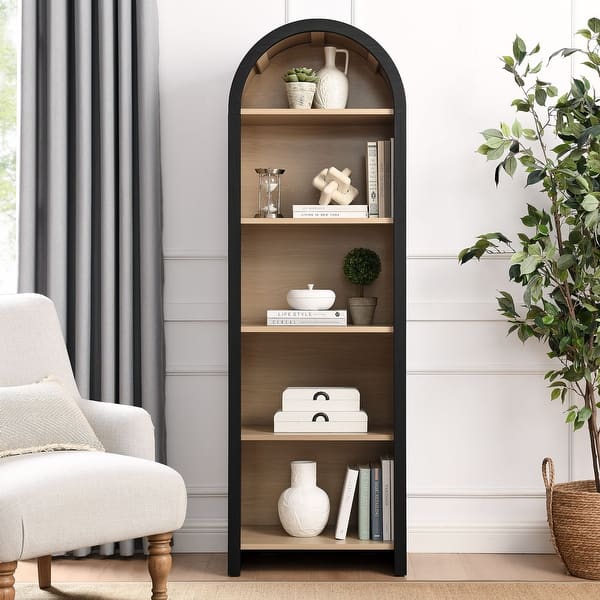 slide 2 of 16, Evie Arched Bookcase Display Cabinet Black - Narrow