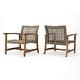 preview thumbnail 4 of 37, Hampton Outdoor Wood/Wicker Club Chair (Set of 2) by Christopher Knight Home