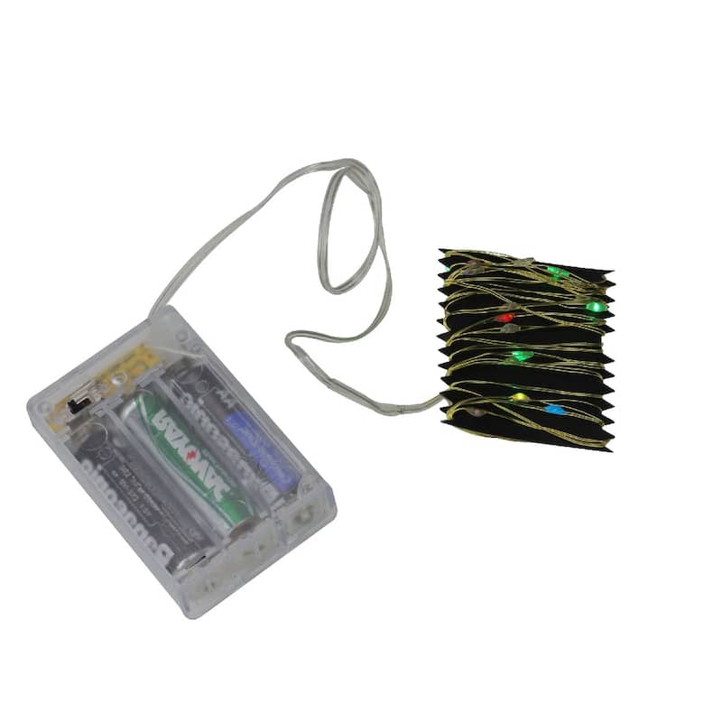 35 B/O Silver LED Micro Fairy Christmas Light - 6 ft Gold Copper Wire