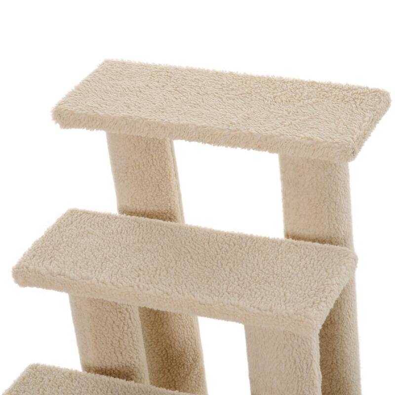 25" 4-Step Multi-Level Carpeted Cat Scratching Post Pet Stairs - Brown