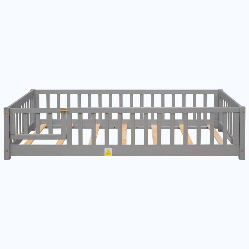 Durable Floor Platform Bed with Fence