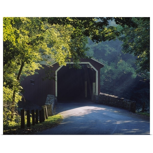 "Covered bridge in a forest, Lancaster, Pennsylvania" Poster Print