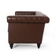 preview thumbnail 20 of 38, Drury Channel Stitch Faux Leather Sofa with Nailhead Trim by Christopher Knight Home - 83.00" L x 32.50" W x 27.00" H