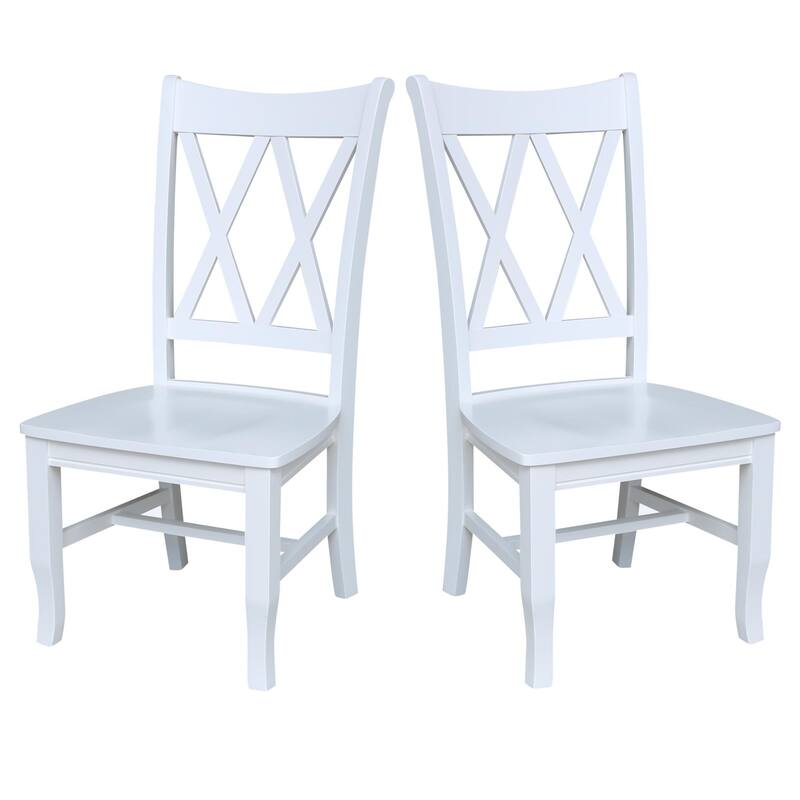 Double X-Back Solid Wood Chairs - Set of 2 - White