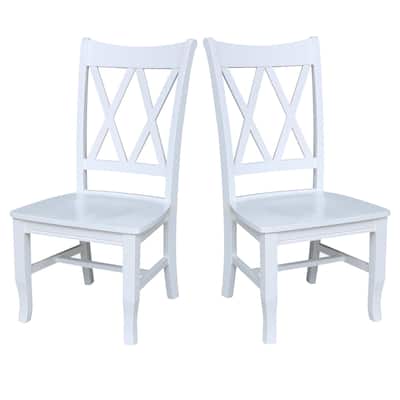 Double X-Back Solid Wood Chairs - Set of 2