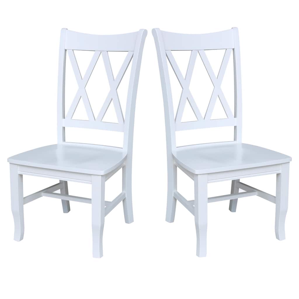 Double X-Back Solid Wood Chairs - Set of 2