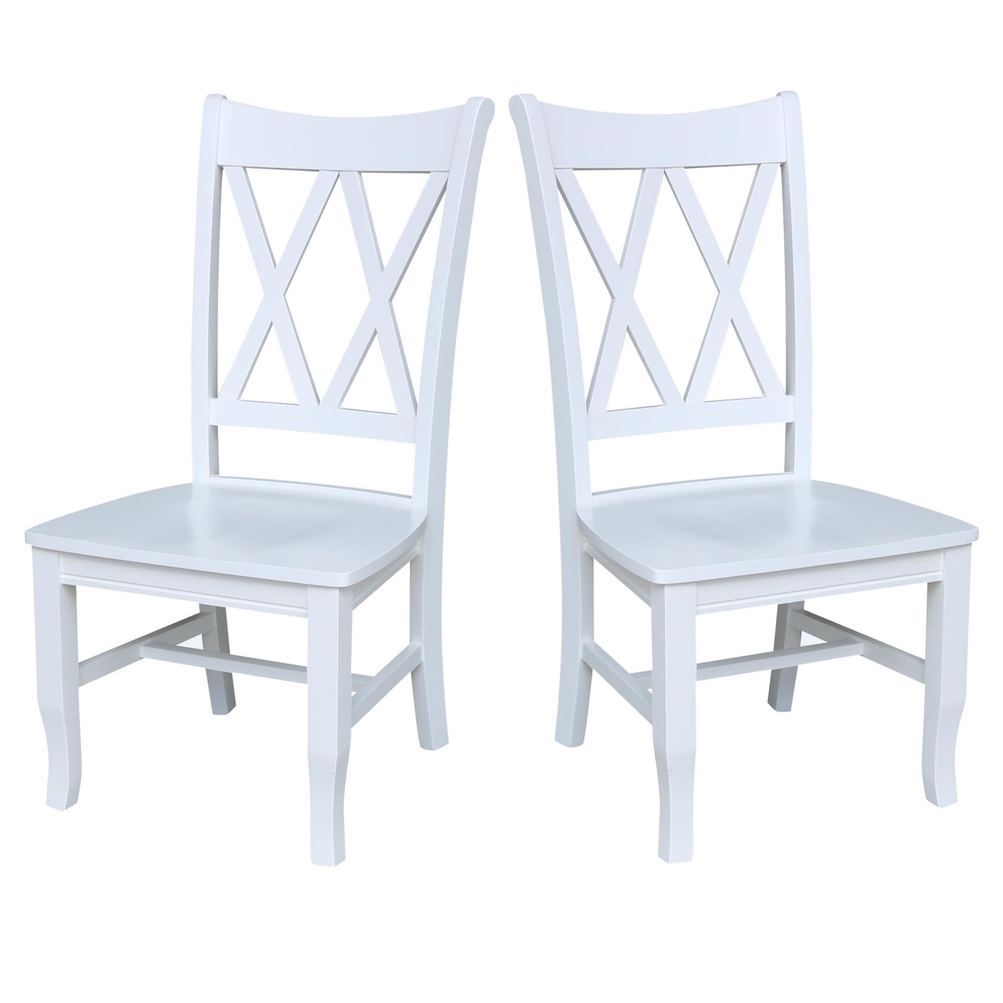 Double X-Back Solid Wood Chairs - Set of 2
