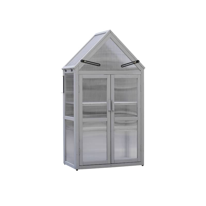 Wood Grey Outdoor Mini Greenhouse Outdoor Plant Stand and Plant Stand Indoor