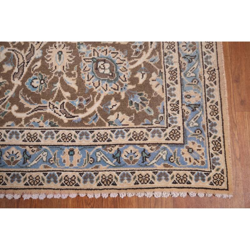 Traditional Mashad Vintage Persian Large Rug Handmade Pink Wool Carpet - 10'0" x 16'2"