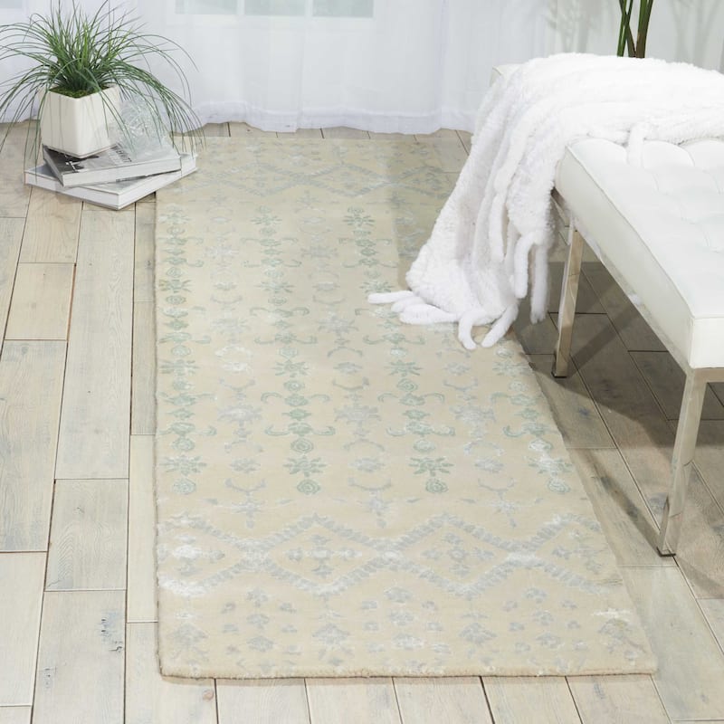 Nourison Symphony Solid Casual Oriental Area Rug - 2' 3" x 8' - Ivory - Runner/Rectangle