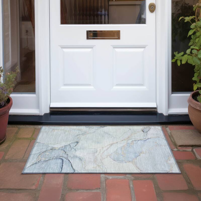 Machine Washable Indoor/ Outdoor Abstract Chantille Rug