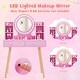 preview thumbnail 8 of 7, Pink Kids Round Lighted Mirror Vanity Set with 4 Open Shelves and 2 Drawers - 27.5" x 13.5" x 41.5"