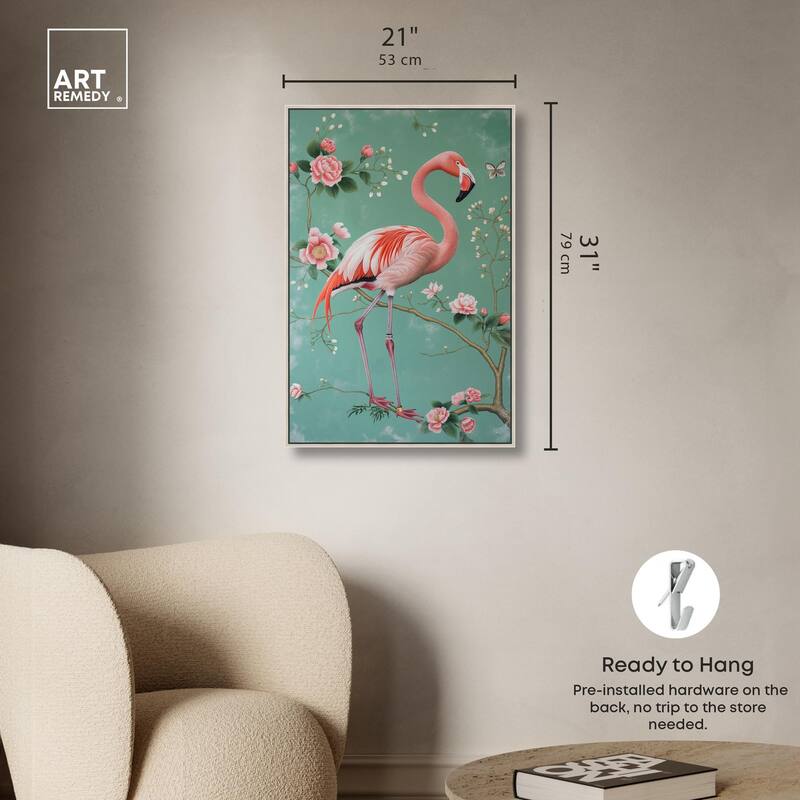 Flamingo's Fable Canvas by Art Remedy