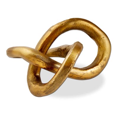 Element Knot Decorative Sculpture - Antique Brass Gold Aluminum Home Decor, 3.75" H x 5.5" L x 4.5" W