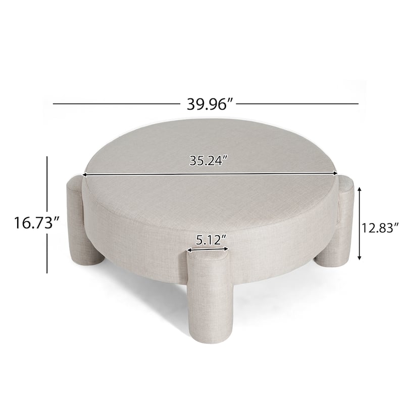 Christopher Knight Home - Aster Modern Fully Upholstered Round Large Ottoman with Wide Seat