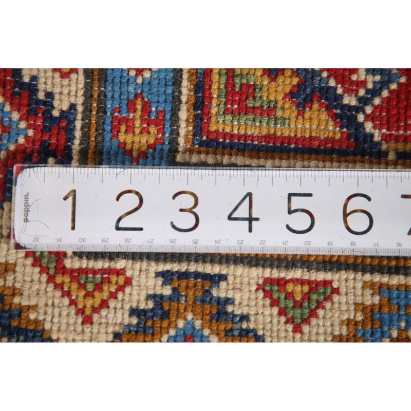 Geometric Kazak Accent Rug Handmade Oriental Wool Carpet - 2'9"x 4'2"