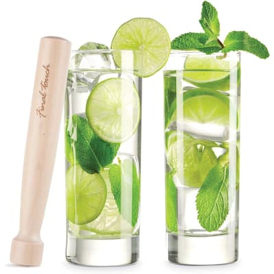 Final Touch Mojito Glass & Muddler Set - 10 Oz