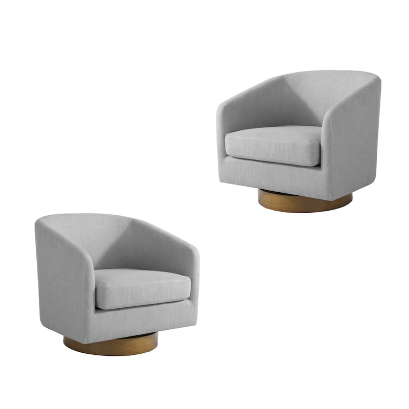 2 Set Modern Wide Round Swivel Accent Barrel Chairs