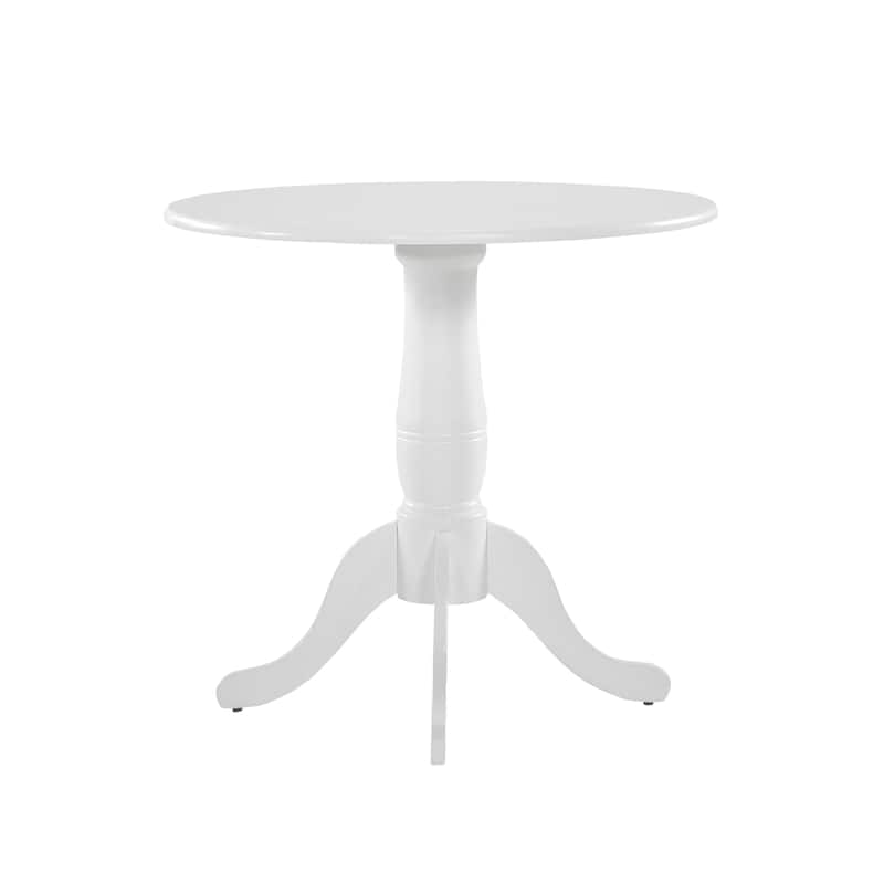 White Finish 1pc Round Table Wooden Pedestal Base Casual Farmhouse Style Kitchen Dining Room Furniture