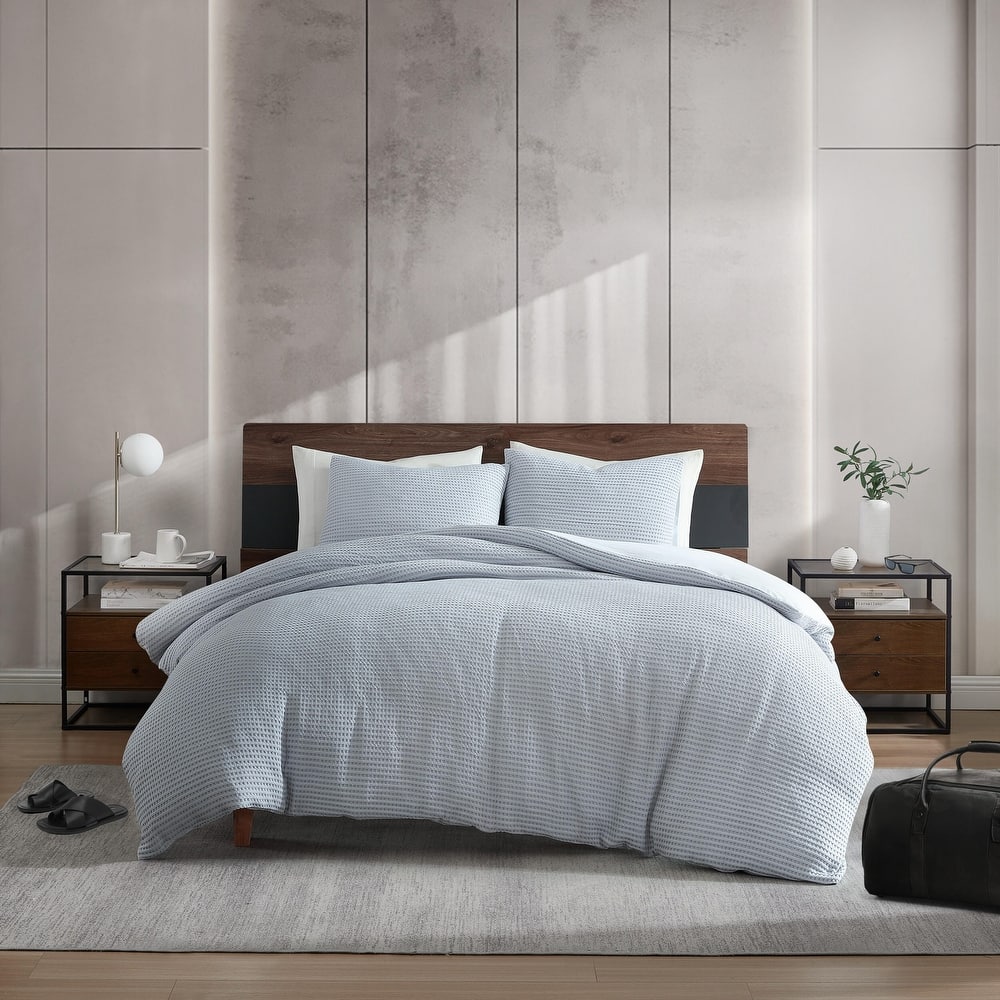 Kenneth Cole Solid Waffle Duvet Cover Set