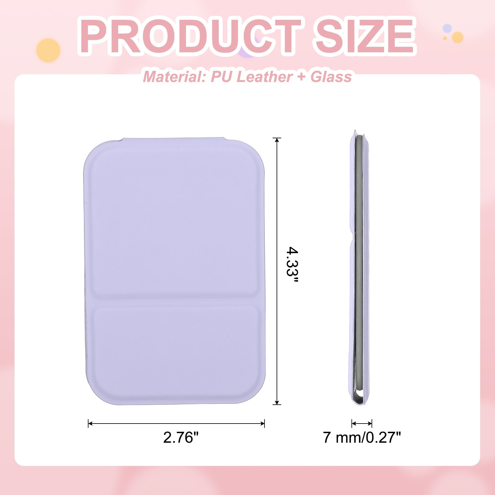 Small Rectangle Pocket Mirror for Purse, Compact Makeup Mirror with Leather Case, Travel Mirror Handheld Mirror