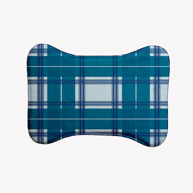 Scotish Plaid Pet Feeding Mat for Dogs and Cats - Teal - 19" x 14"-Bone