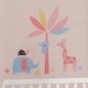 preview thumbnail 3 of 2, Lambs & Ivy Snuggle Jungle Pastel Safari Elephant/Giraffe/Tree Wall Decals