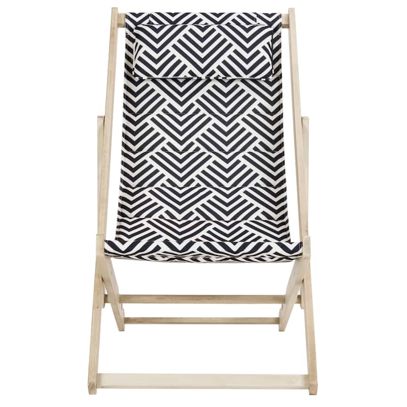 SAFAVIEH Outdoor Keila White Wash/ Navy Foldable Sling Chair - 24W x 34D x 41H